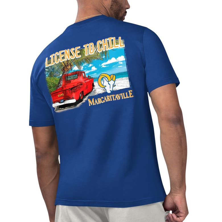 Shop Margaritaville Royal Los Angeles Rams Licensed To Chill T-shirt