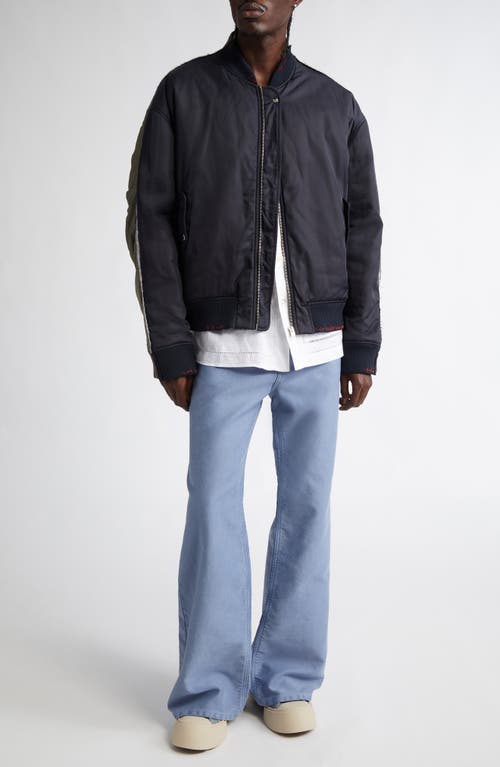 Shop Marni Colorblock Bomber Jacket In Midnight/blue