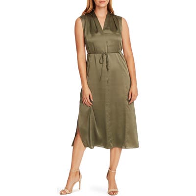Vince Camuto Sleeveless Satin Charmeuse Midi Dress, Green