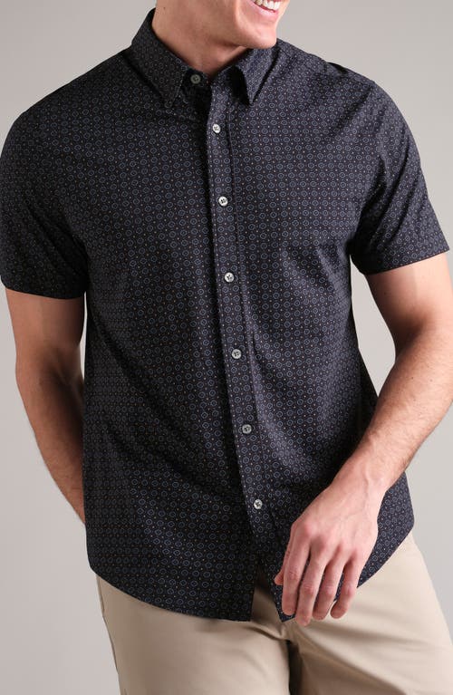 Shop Rhone Commuter Short Sleeve Performance Button-down Shirt In Navy Geo Print