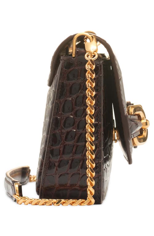 Tom Ford Mini Whitney Croc Embossed Leather Shoulder Bag In 1b087 Espresso