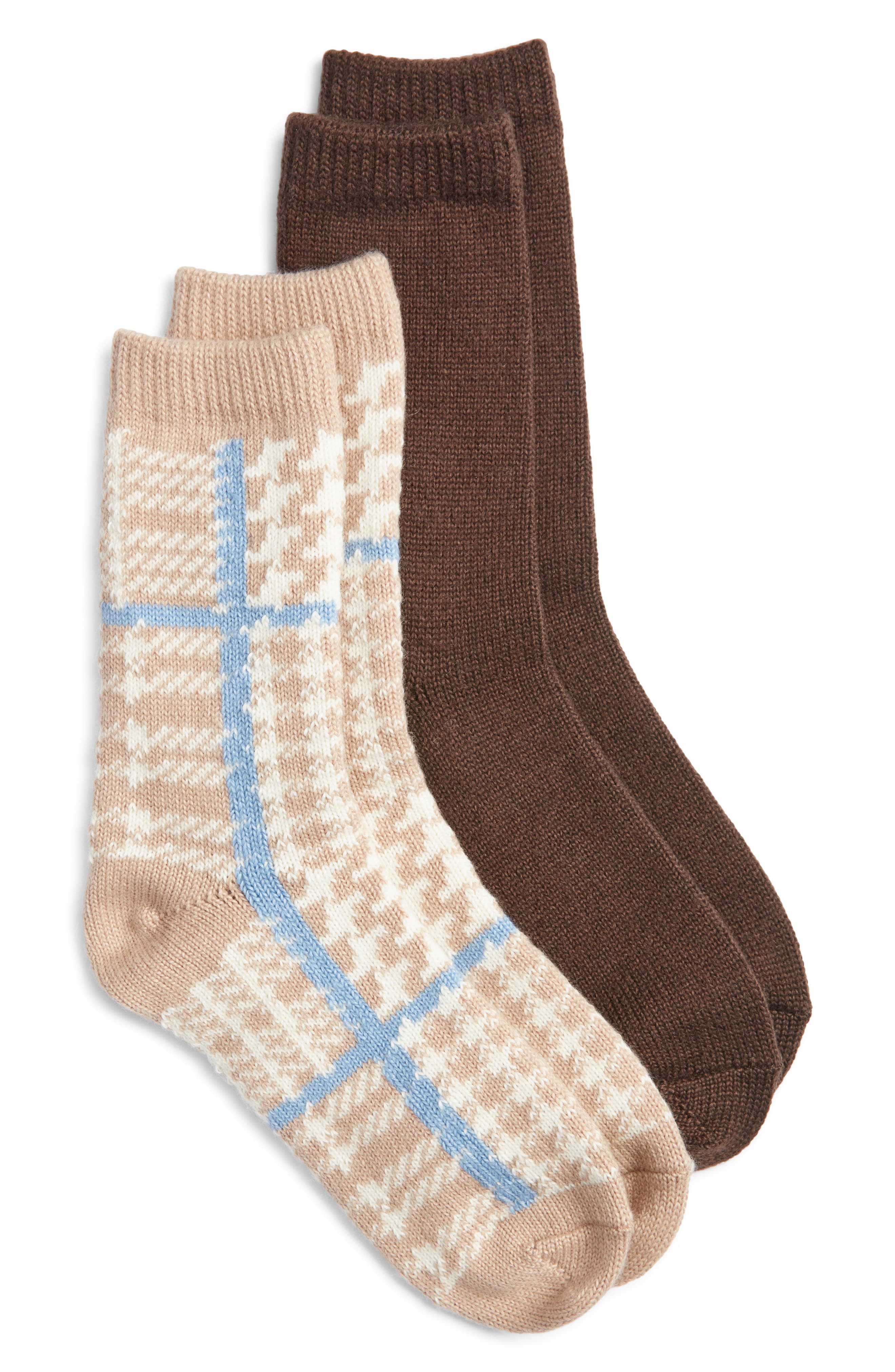 Hue Assorted 2-Pack Crew Socks in Taupe Pack 