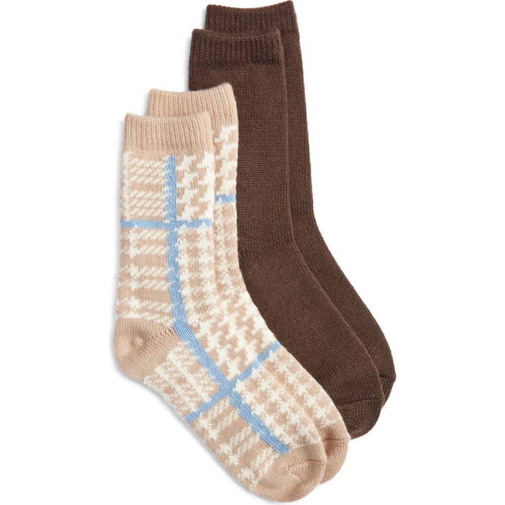 Hue Assorted 2-Pack Crew Socks in Taupe Pack