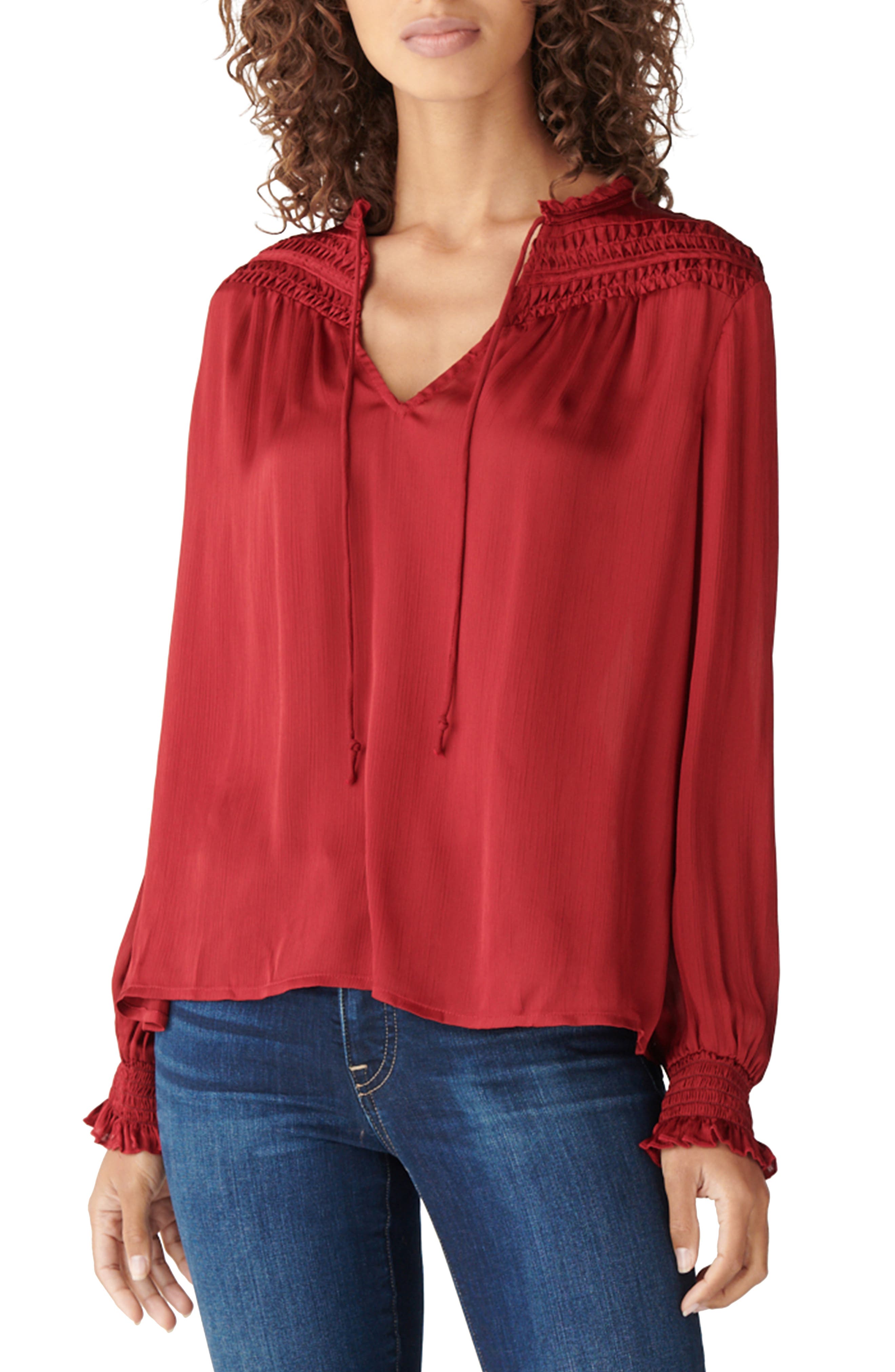 lucky brand red blouse