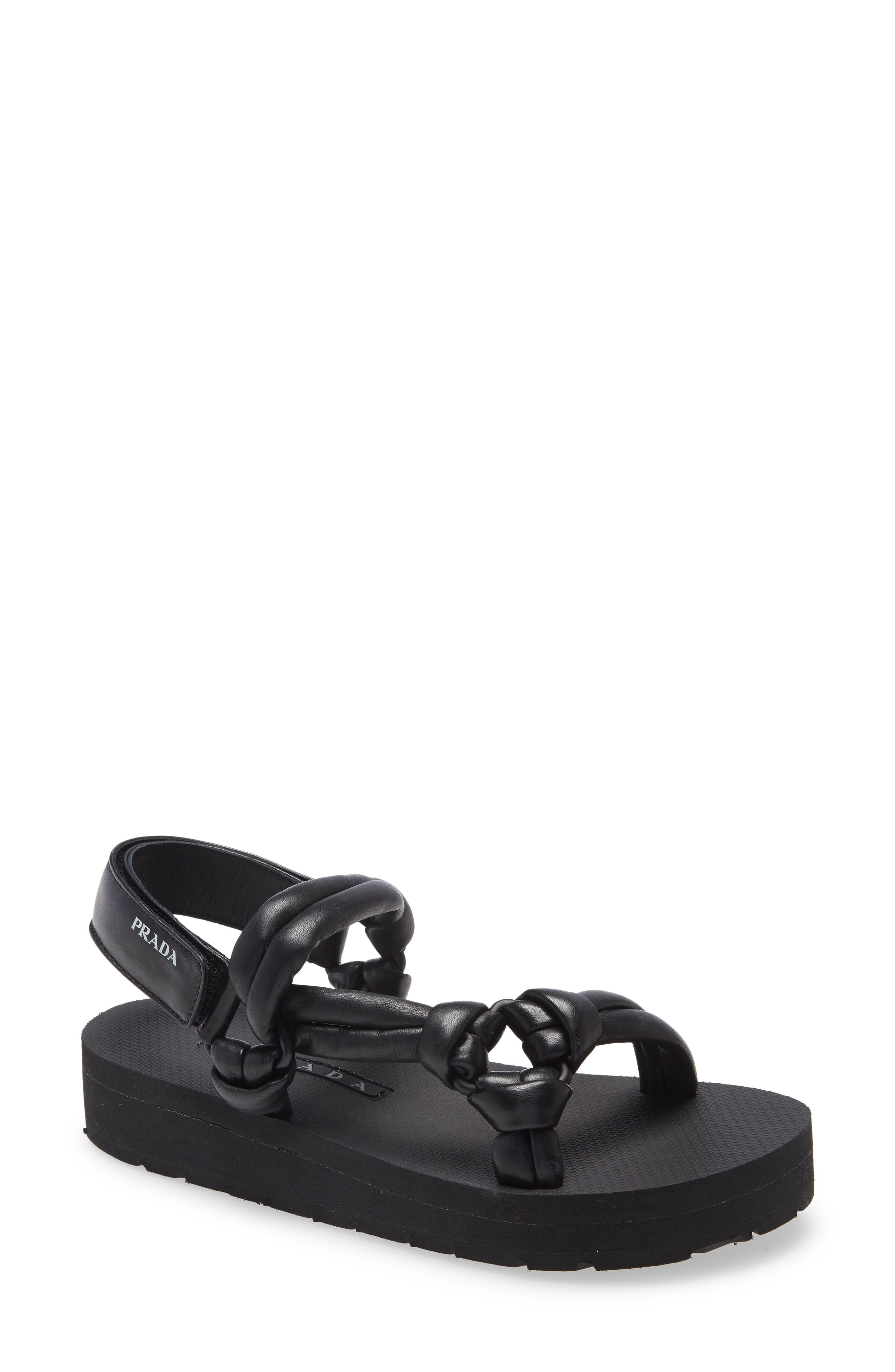 Prada logo hot sale strap sandals