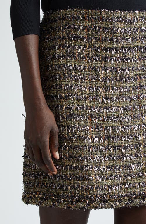 Shop St John St. John Collection Metallic Eyelash Tweed Skirt In Cypress Multi