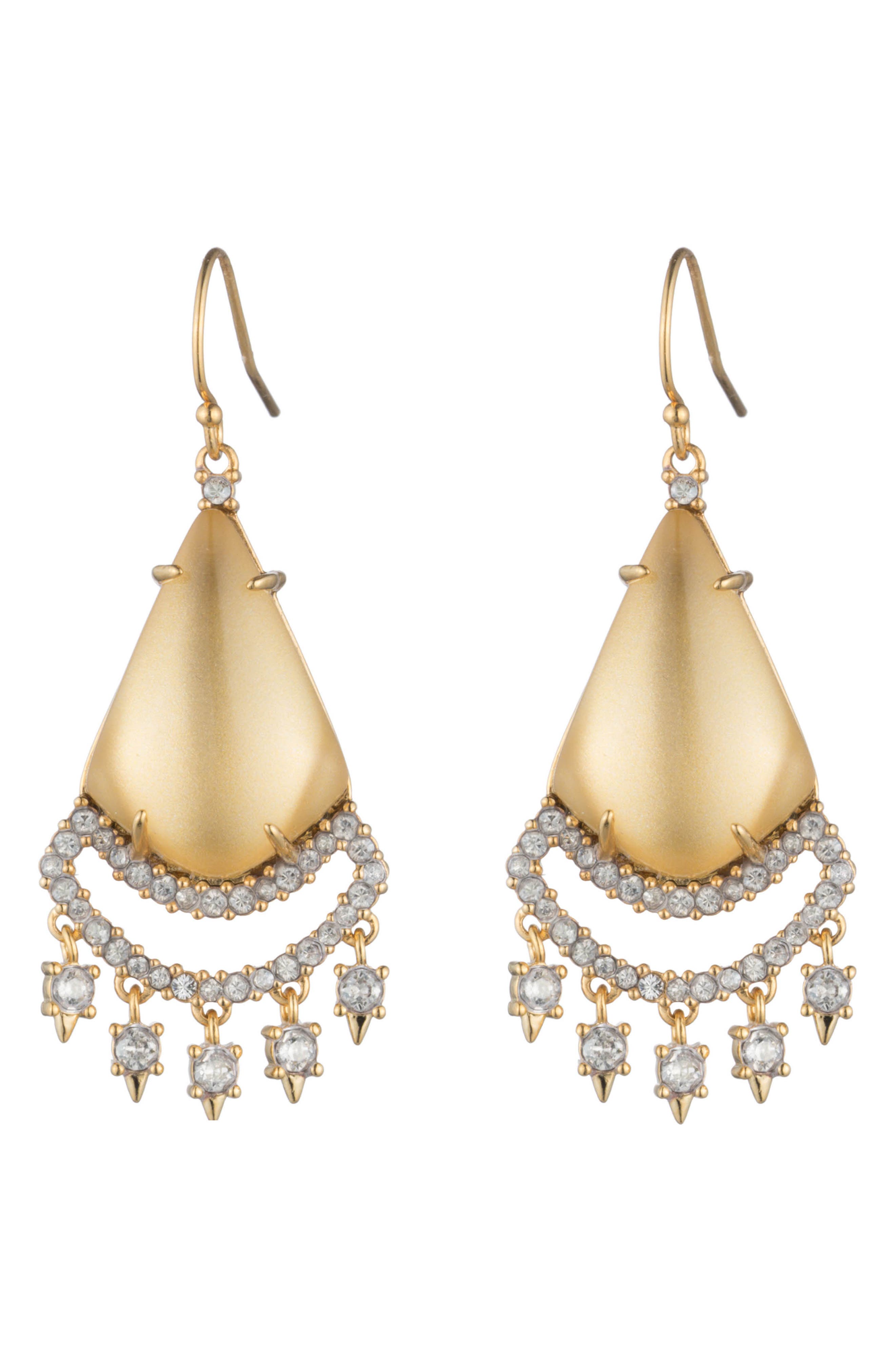 Alexis Bittar 10k Gold Plated Lucite Crystal Drop Earrings