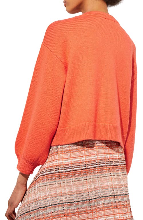 Shop Ming Wang Relaxed Cable Knit Crop Cardigan In Vermillion