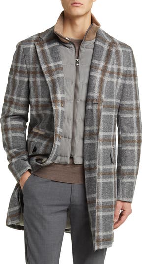 BOSS Hyde Plaid Notch Lapel Coat with Removable Dickey | Nordstromrack