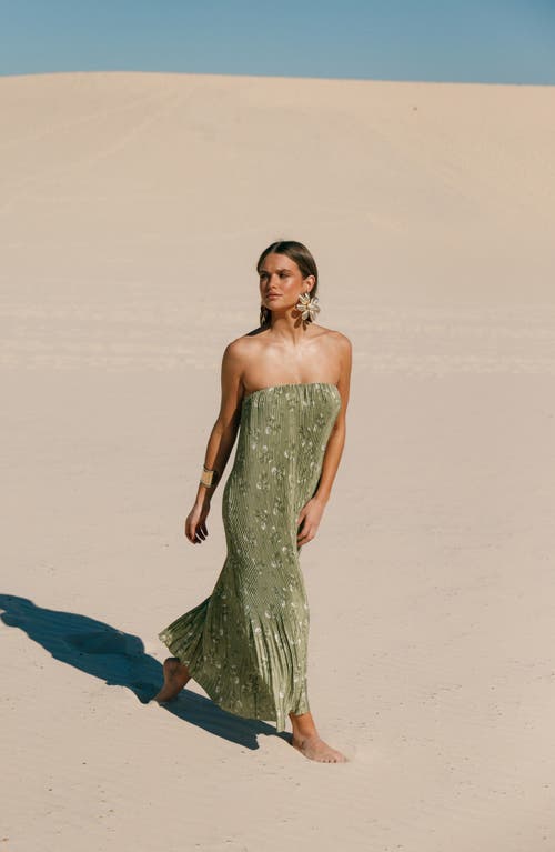 Petal And Pup Petal & Pup Sylvie Strapless Plissé Dress In Gray