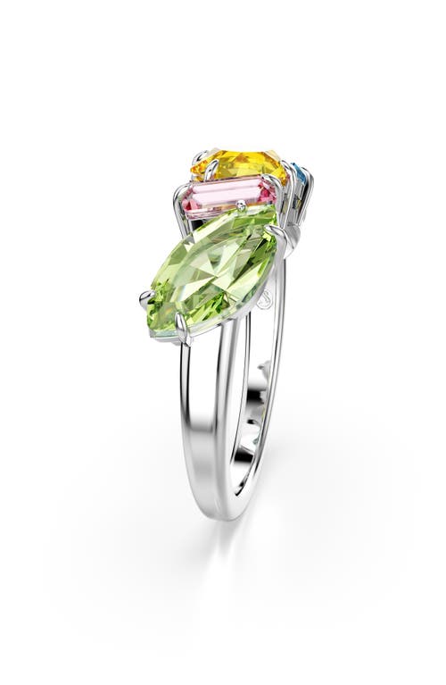 Swarovski Rhodium Plated Mixed Cuts Gema Ring In Multicolored