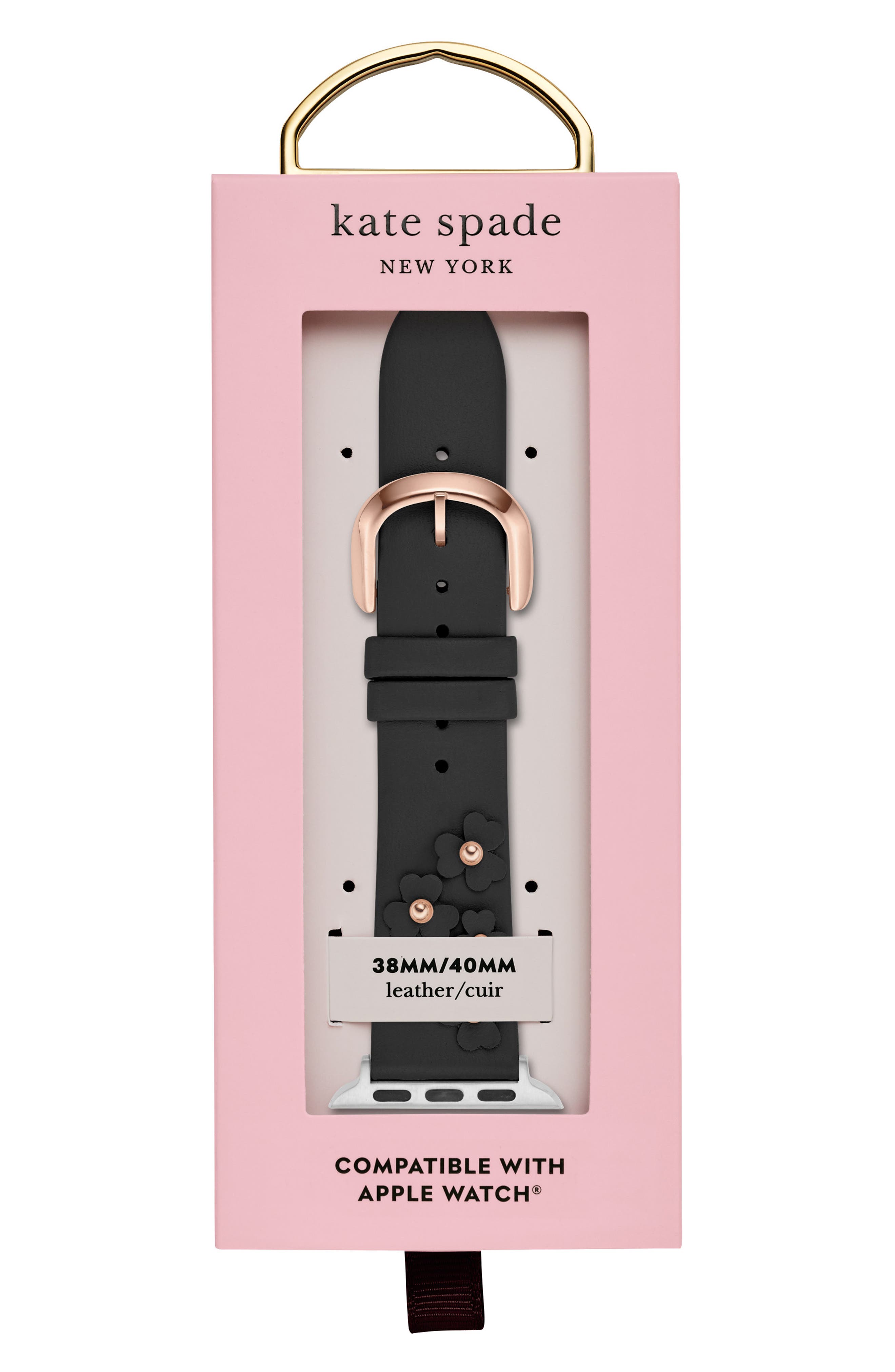 kate spade new york - Leather Watch Strap for Apple Watch 38mm and 40mm - Black