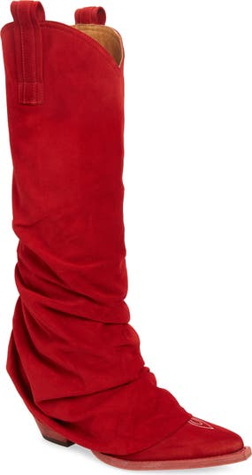Christian Louboutin Red Suede Leather Western Boots