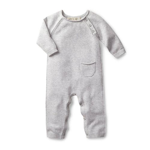 Hope & Henry Baby Raglan Jumper Romper In Light Heather Grey