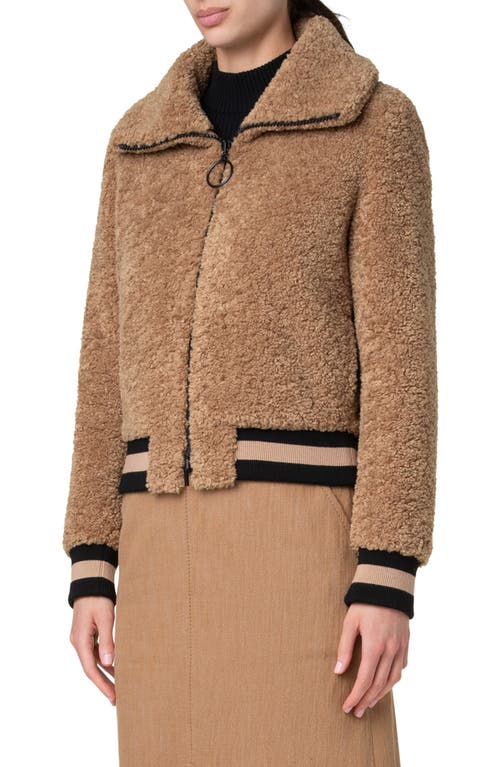 Akris Punto Faux Shearling Bomber Jacket In Caramel