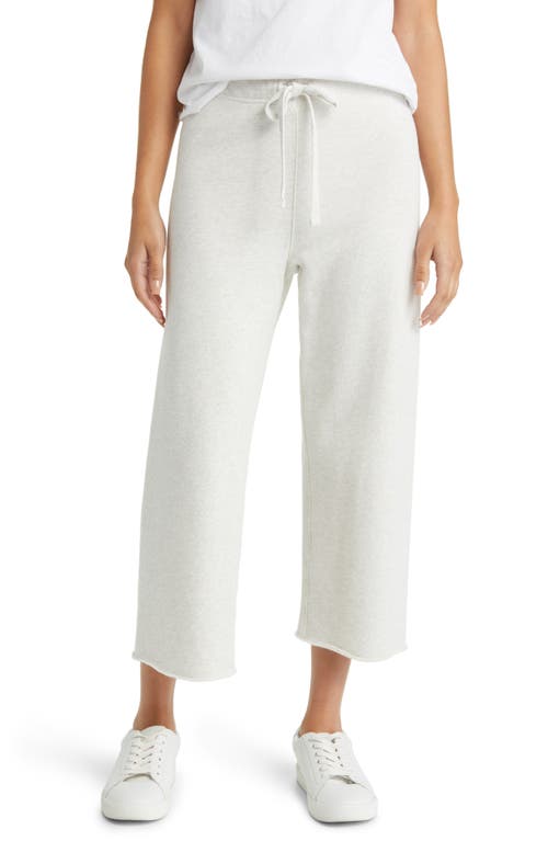 Frank & Eileen Catherine Crop Wide Leg Sweatpants In Heather White Melange