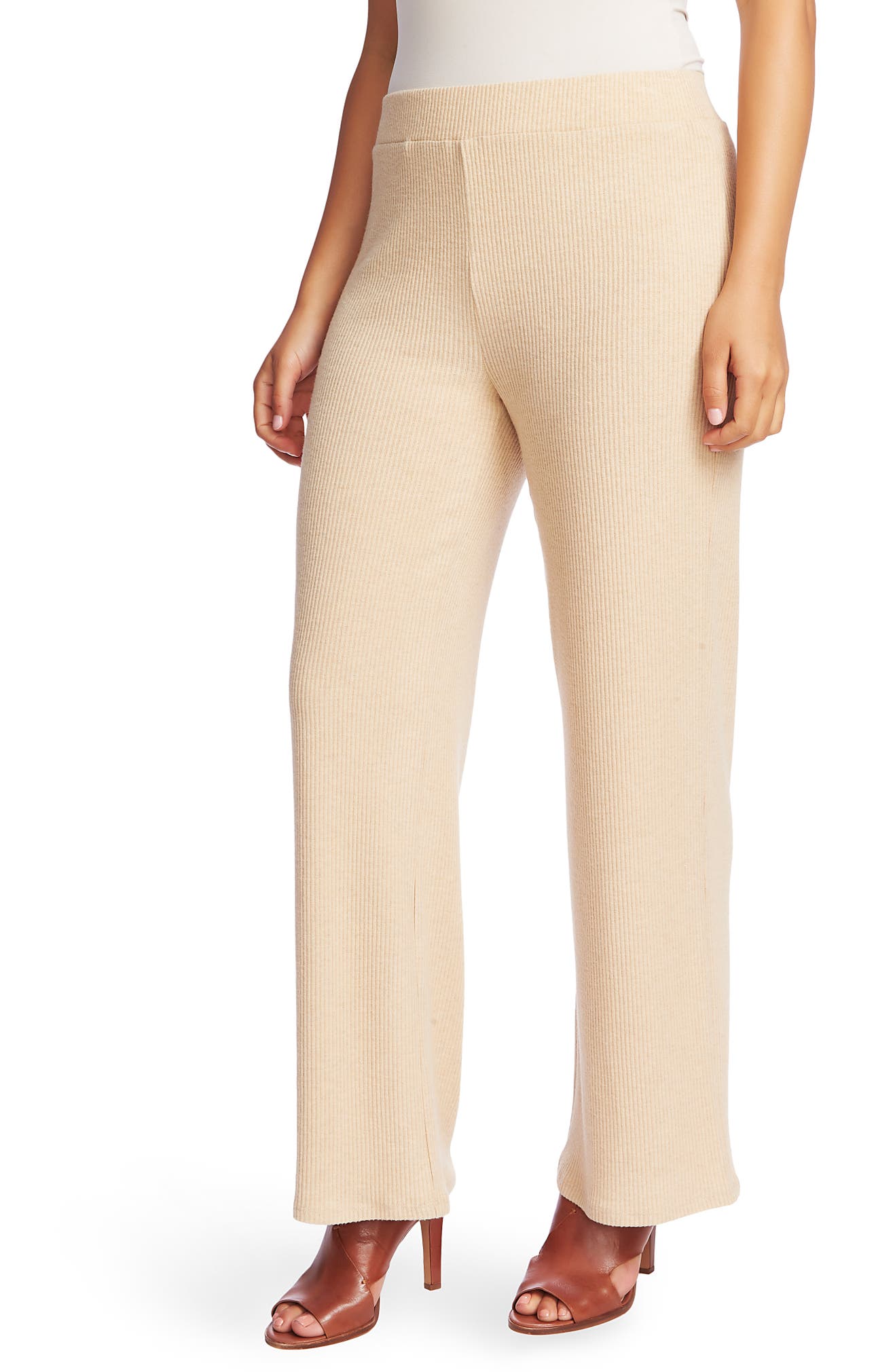 CHAUS Ribbed Brushed Jersey Pull-On Pants, Alternate, color, WILDWOOD