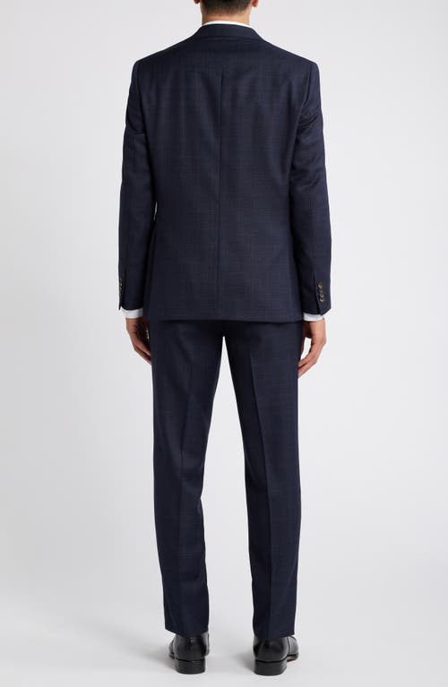 Shop Jack Victor Esprit Contemporary Fit Tonal Deco Check Wool Suit In Navy