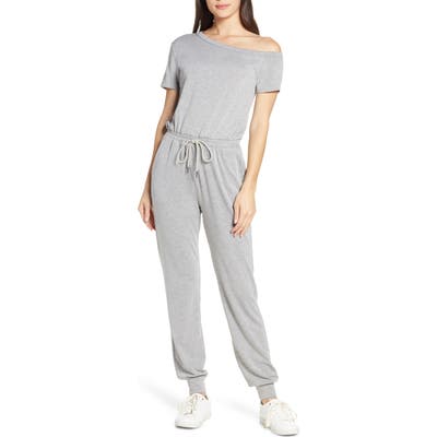 Fraiche By J One-Shoulder Jumpsuit, Grey