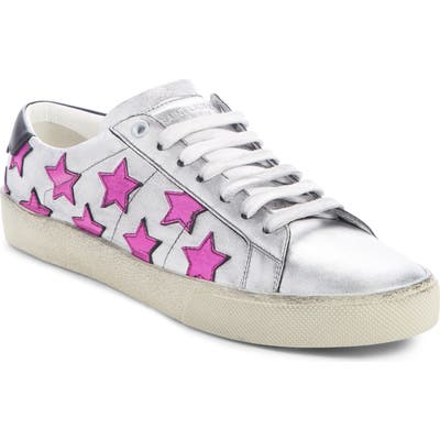 Saint Laurent Court Classic Star Metallic Sneaker, Metallic