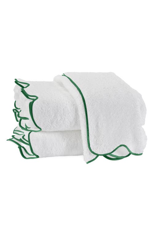 Matouk Cairo Scallop Trim Cotton Hand Towel in Kelly Green