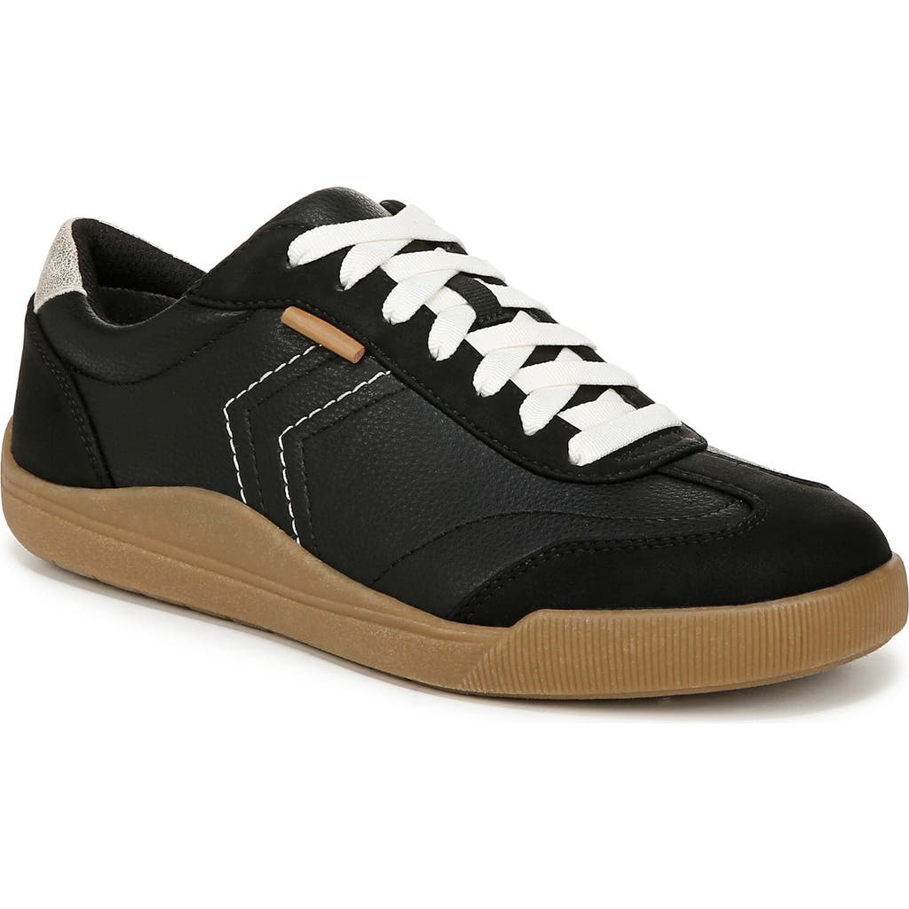 Dr. Scholl's Women's Be True Court Inspired Lace Up Sneakers In Black Fabric