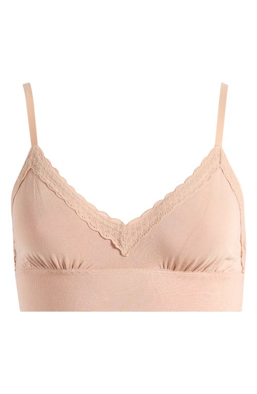 Shop Meundies Feelfree Lace Trim Plunge Bralette In Sand Dune