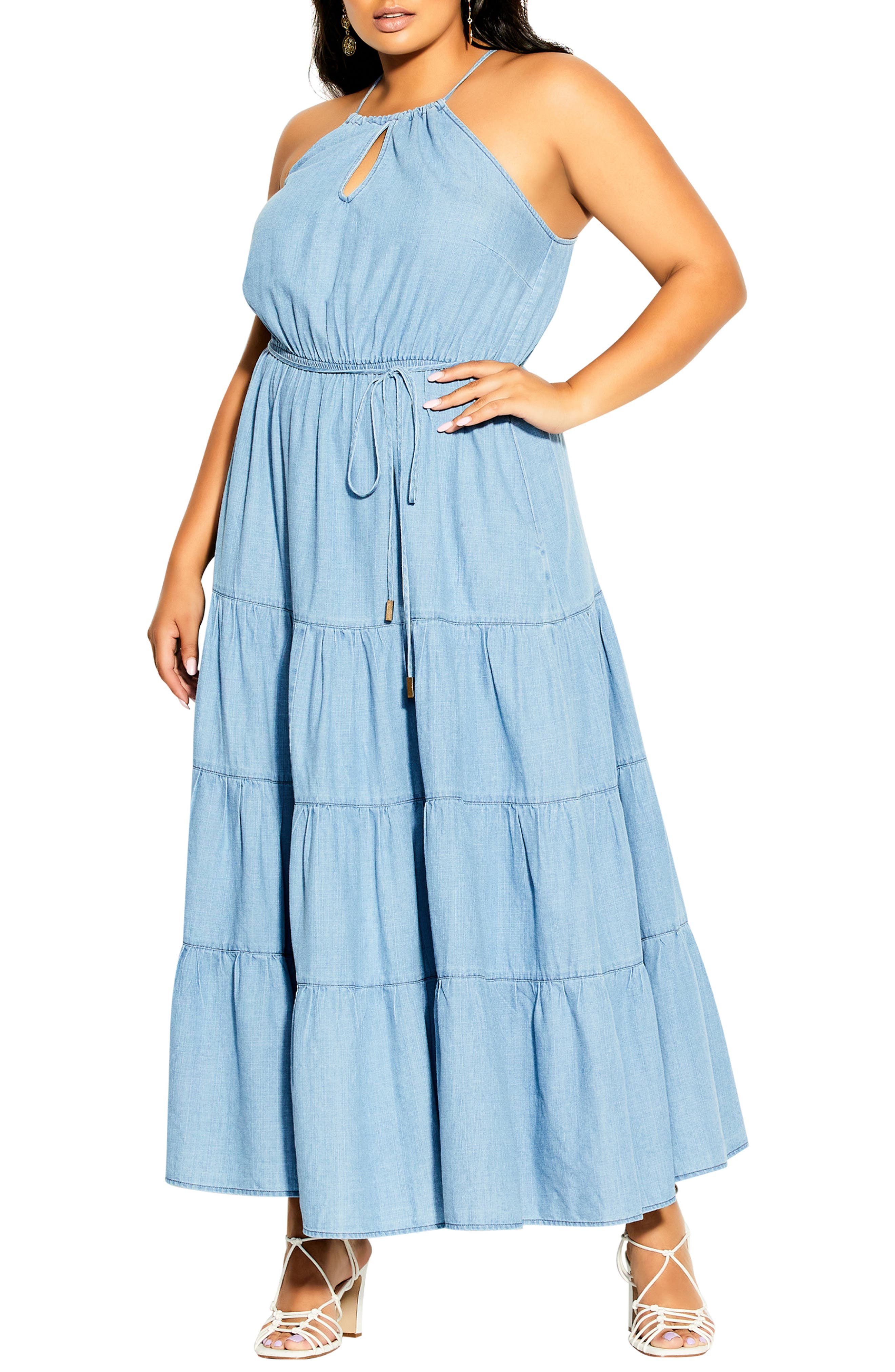 plus size chambray maxi dress