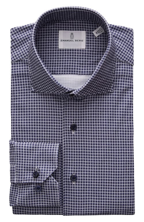 4Flex Slim Fit Neat Knit Button-Up Shirt in Dark Blue