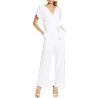 Fraiche By J Belted Jumpsuit, White