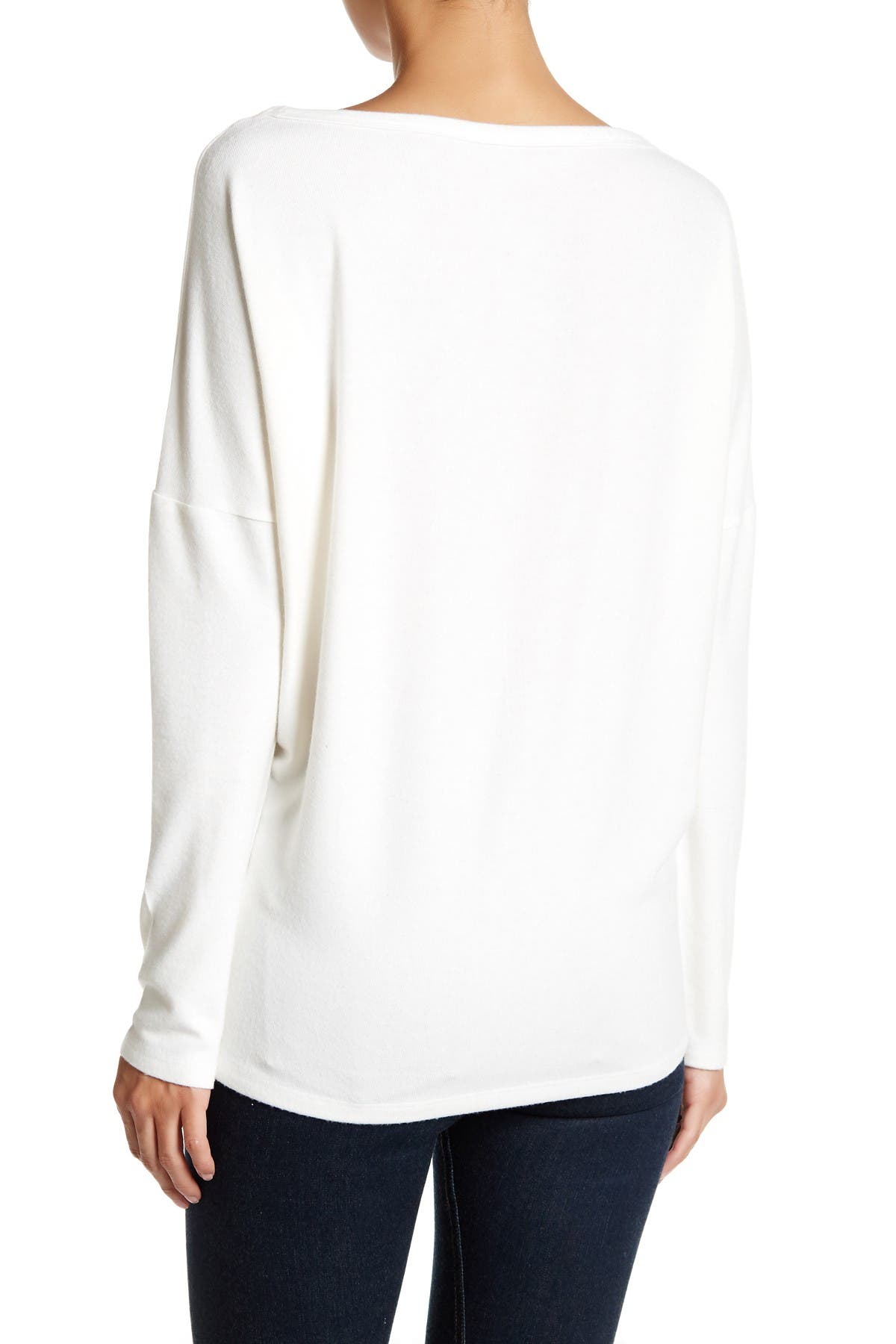 Go Couture Printed Dolman Tunic Sweater In White
