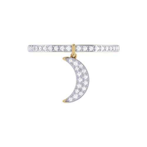 Luvmyjewelry Moonlit Sterling Silver Diamond Charm Ring In 14kt Gold Vermeil On Sterling