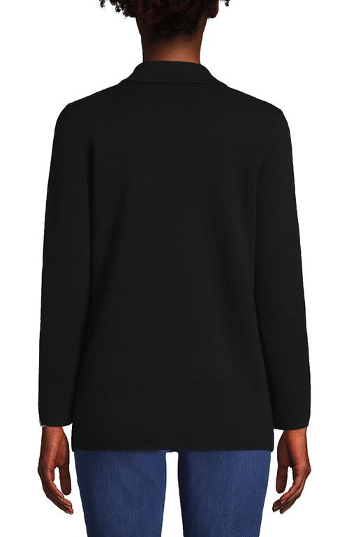 Shop Lands' End Fine Gauge Cotton Button Front Blazer Sweater In Black