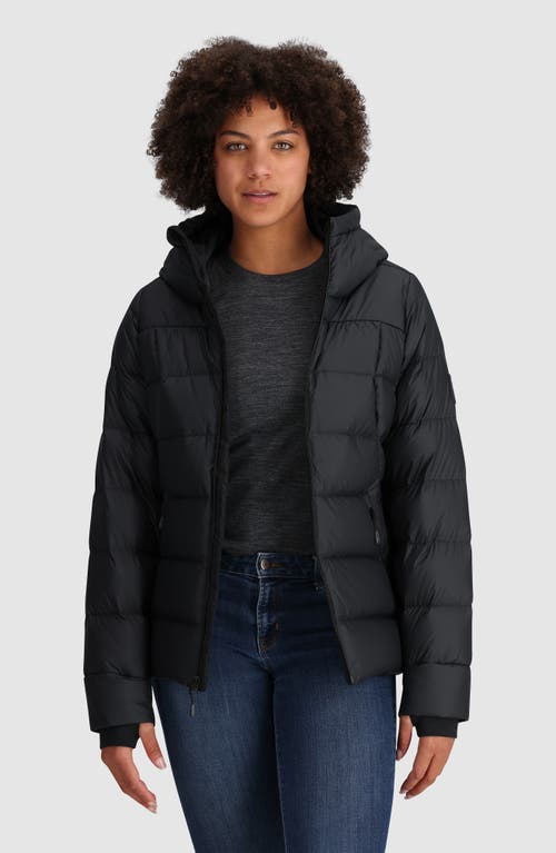 Outdoor Research Coldfront Hooded 700 Fill Power Down Puffer Jacket In Solid Black
