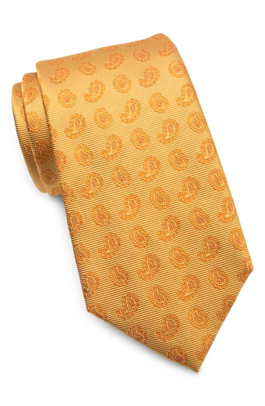 Shop Duchamp Tonal Paisley Silk Tie In Gold