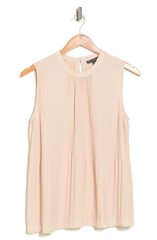 Adrianna Papell Pleated Sleeveless Tank Top In Champagne Blush