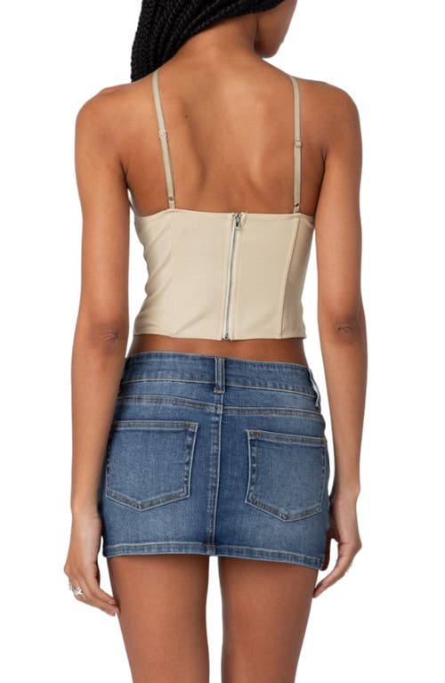 Shop Edikted Lou Crossover Strap Corset Camisole In Beige