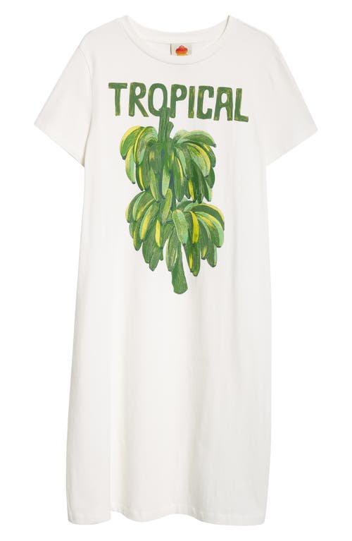 Shop Farm Rio Tropical Cotton Graphic Print T-shirt Dress In Off-white