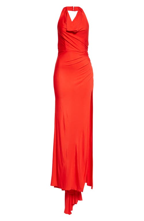 Shop Staud Julius Halter Maxi Dress In Red Rose