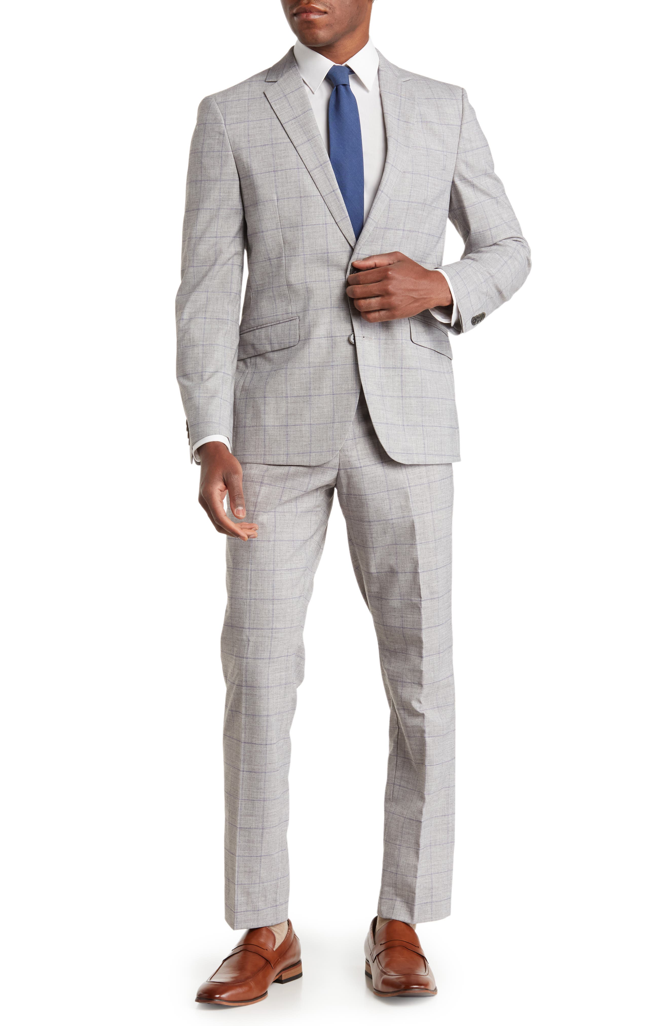 SAVILE ROW CO Light Grey Windowpane Suit Nordstromrack