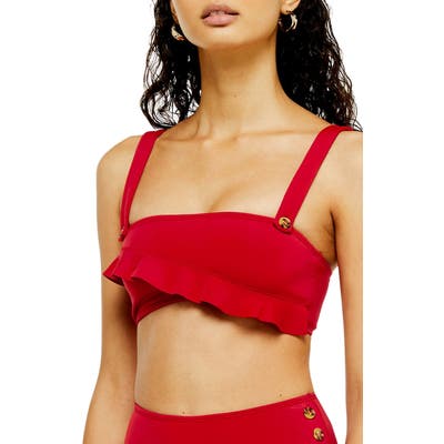 Topshop Ruffle Bikini Top, US (fits like 0-2) - Red