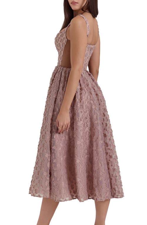 Shop House Of Cb Lovely Floral Jacquard Midi Dress In Adobe Rose
