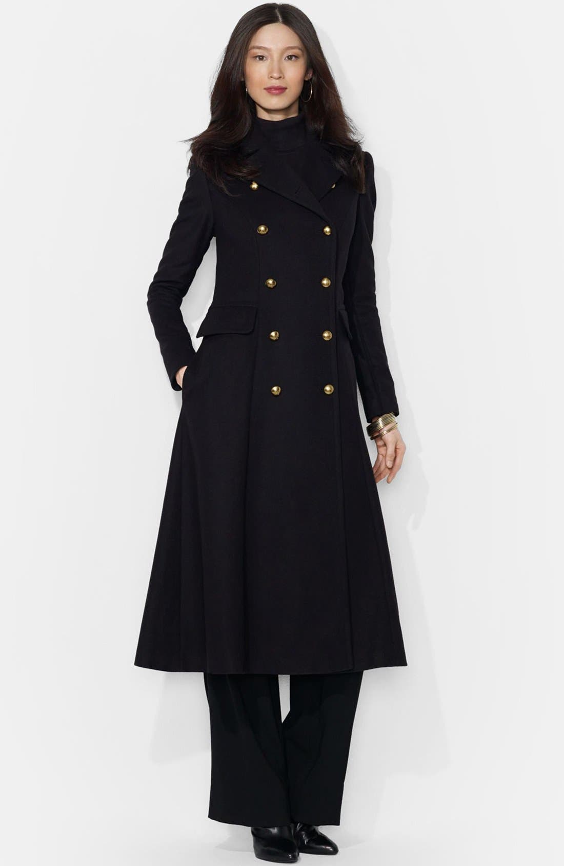 Lauren Ralph Lauren Wool Blend Military Maxi Coat | Nordstrom