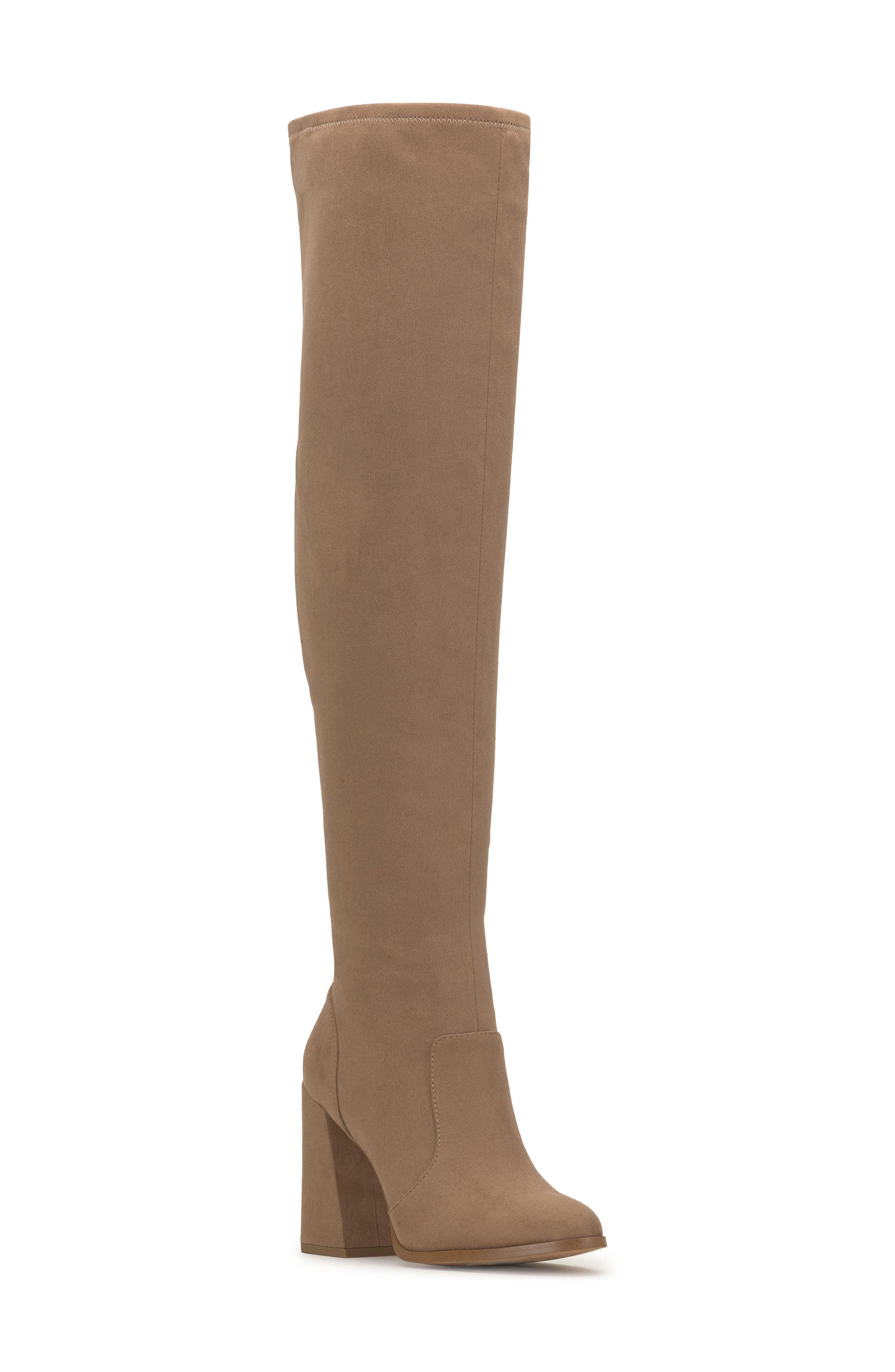 The Jessica Faux Leather Knee High Cowboy Boot in Cream 8.5 / Cream