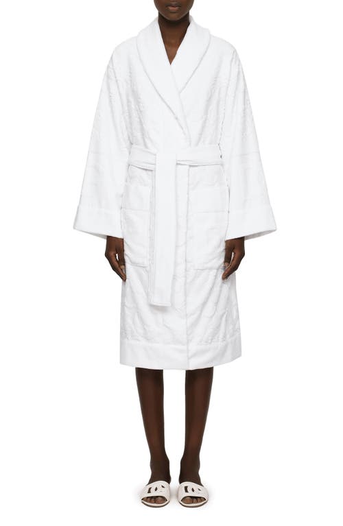 Dolce & Gabbana Terry Cotton Jacquard Bath Robe In White