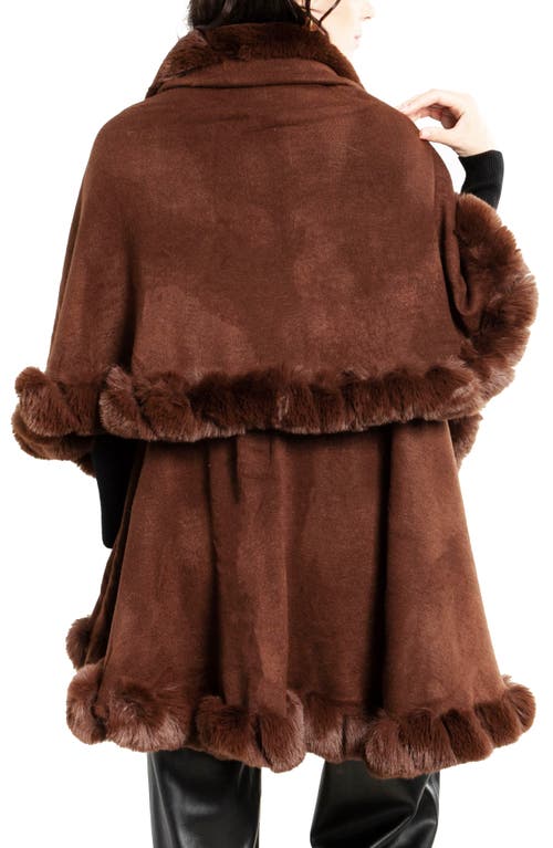 Saachi Tiered Faux Fur Cardigan In Brown