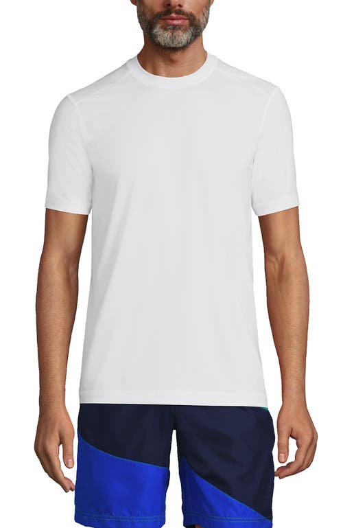 Lands' End Short Sleeve Swim Tee Rash Guard In White