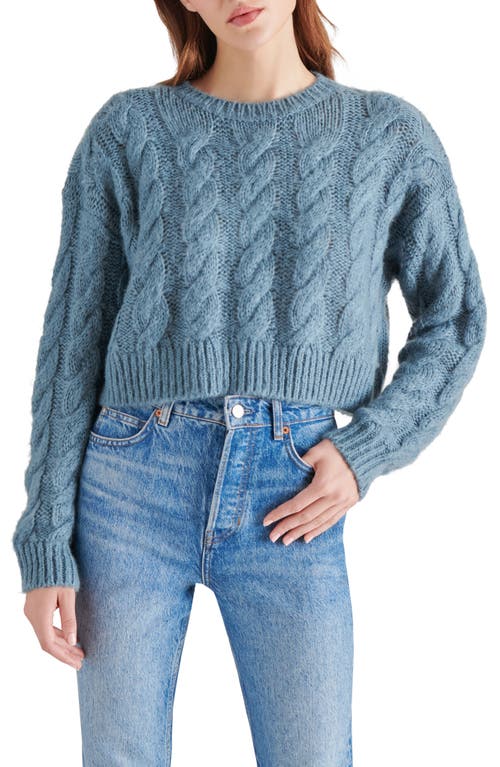 Steve Madden Ceronne Cable Stitch Sweater In Blue Dusk