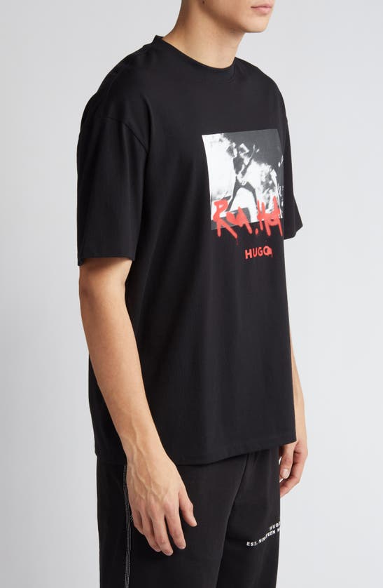 Shop Hugo Boss Hugo Domenade Red Hot Graphic T-shirt In Black