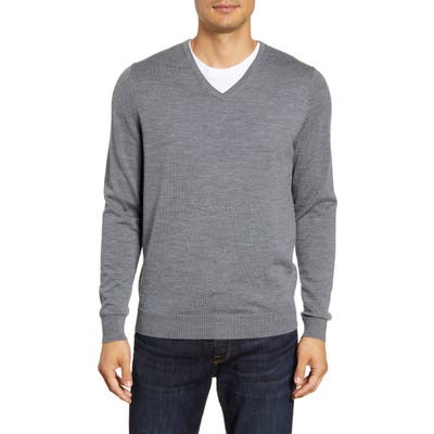Nordstrom Shop V-Neck Merino Wool Sweater, Grey